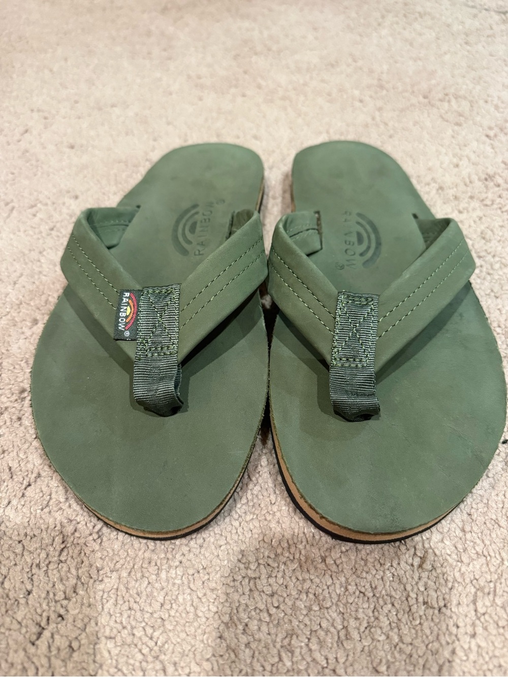Rainbow Olive Green Men's Flip Flops
